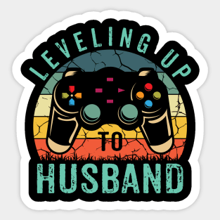 Vintage Leveling Up To Husband Funny Groom Video Game Lovers Sticker